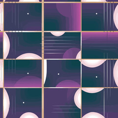 Pop Art Perfection: A Subtle Gradient of Purple with Luminous Spheres and Circular Grid