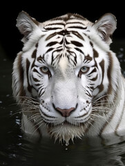 Obraz premium White bengal tiger head portrait. Generative AI
