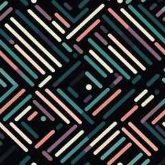 A Puzzling Pattern: Abstract Geometric Shapes in Pastel Colors on a Black Background