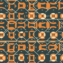 Cosmic Rhythms: A Seamless Pattern of Simplified Geometric Forms and Squiggly Lines