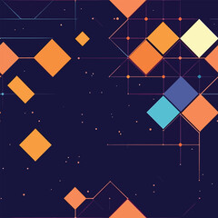 Geometry in Bloom: A Seamless Vector Pattern of Geometric Shapes in Dark Blue and Orange