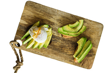 Toast, avacado sandwich and poached egg  Isolated, transparent background - obrazy, fototapety, plakaty
