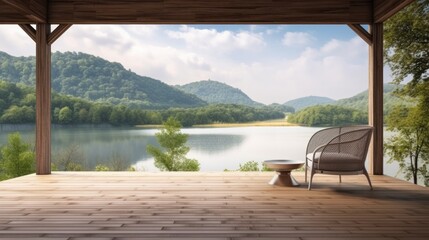 Modern Interior Design Background. Contemporary Terrace. Generative AI.