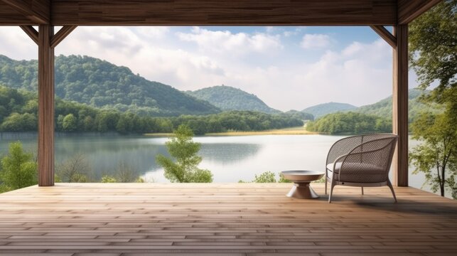 Modern Interior Design Background. Contemporary Terrace. Generative AI.