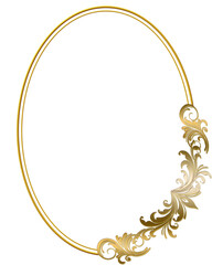 Oval frame and borders Golden frame on white background.