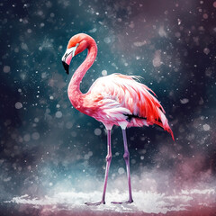 Pink flamingo illustration made with Generative AI