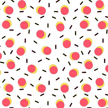 geometric background with small randomly scattered lines and circles.pattern squiggle kid. Minimalistic design. Fashion style Memphis 80s, 90s. illustration