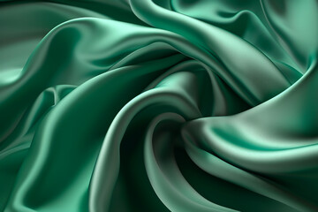 Obraz premium Green fabric colored silk satin background Generative AI