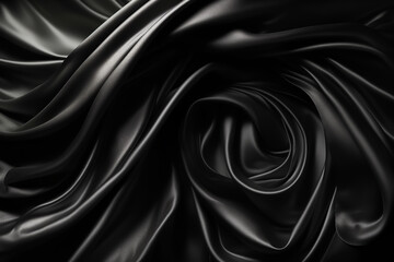 Black fabric colored silk satin background Generative AI