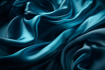 Obraz premium Blue fabric colored silk satin background Generative AI