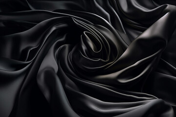 Obraz premium Black fabric colored silk satin background Generative AI