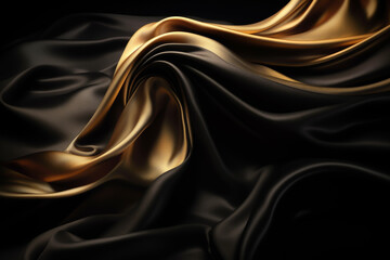 Black and Gold fabric colored silk satin background Generative AI
