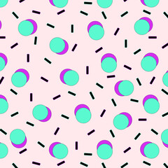 geometric background with small randomly scattered lines and circles.pattern squiggle kid. Minimalistic design. Fashion style Memphis 80s, 90s.