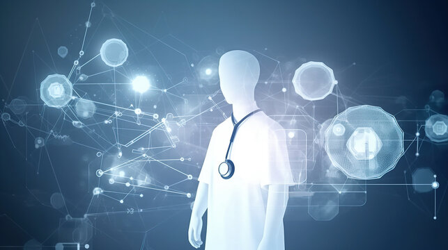 Concept of health care and medical innovation, illustration banner, copy space