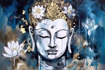  A painting of buddha and lotuses, generative AI © Kien