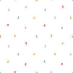 Seamless pattern with colorful tiny trees