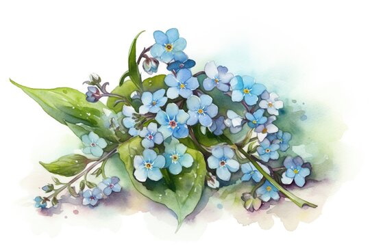bouquet of flowers on a white background, watercolor-Ai