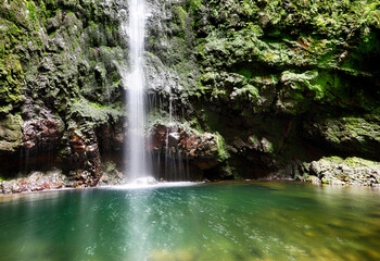Fototapeta na wymiar Caldeirao verde waterfall, Santana, Madeira, Portugal