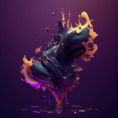 Colored paint splashes isolated on white background paint dripping .AI generated	
