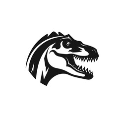 t-rex dinosaur raptor logo, grayscale black and white monochromatic, vector art, simple and minimalistic tattoo design
