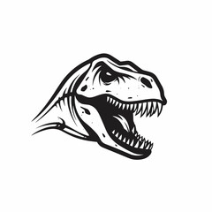 t-rex dinosaur raptor logo, grayscale black and white monochromatic, vector art, simple and minimalistic tattoo design