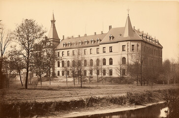 Late 1800's Architectural Photographs. Generative AI.
A digital rendering of an architectural photograph of a building used for university or governmental purposes in the mid to late 1800's.