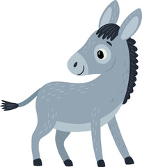 Donkey. Vector illustration. Cute character.On a white background.