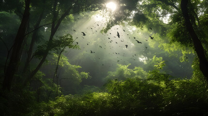 Fototapeta premium sun rays in the forest