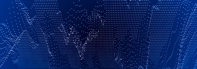 Abstract digital communication points. Technological background. Network connection structure. Color plexus effect. 3D