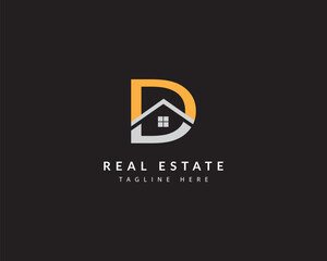 Letter D and Real Estate company logo design 