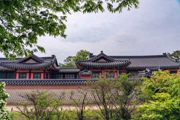 Spring in Gyeongbokgung Palace-View of roof in Palace- Seoul, Korea