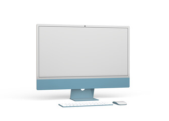 Monitor iMac mockup Template For business presentation . 3D rendering with alpha background.