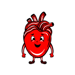 Heart Cartoon Character Icon Flat Design Vector Illustration