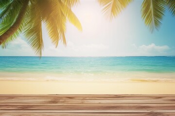 Fototapeta premium seascape with wooden background -Ai