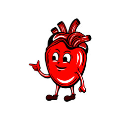 Heart Cartoon Character Icon Flat Design Vector Illustration
