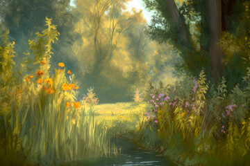 summer background, watercolor - Ai