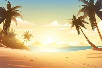 Obraz na płótnie Canvas sunset on the beach -Ai