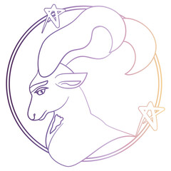 Capricorn zodiac symbol gradient outline