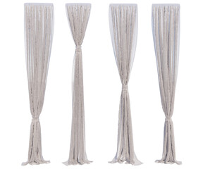 curtains sheer white in PNG isolated on transparent background. with 3D rendering