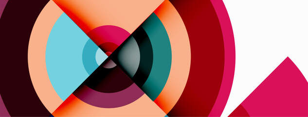 Obraz premium Circles with shadows trendy minimal geometric composition abstract background