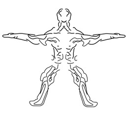 Vinci, icon Vetruvian Man, vector human body anatomy