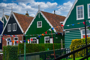 Marken. Beautiful typical fisherman village houses in Marken island Waterland, Netherlands