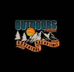  outdoors,vintage style typography slogan. Abstract design vector illustration for print tee shirt and more uses. 