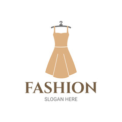 BOUTIQUE OR FASHION LOGO IN SIMPLE AND ELEGANT DESIGN WITH A DRESS ICON