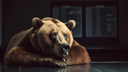 Bear. Exchange trading. Data analysis. Business analysis. Finance chart. Trade arrow. Finance management. Finance forex trading technology. Currency background. Modern design.