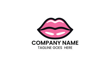 pink lips logo free vector