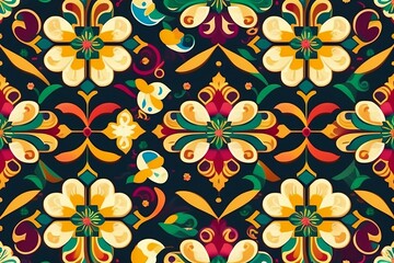 Seamless floral background. Colorful arabic seamless pattern with flowers background. Abstract ornament mosaic, texture and ceramic tiles in turkish style islamic traditional background