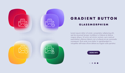Letter icon set. Symbolizing electronic mail or email. The illustration may include additional elements. Mail concept. Glassmorphism style. Vector line icon for Business and Advertising