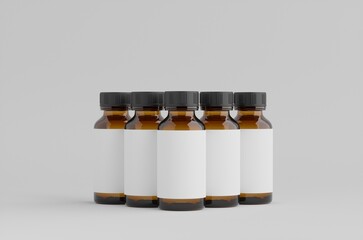 Amber Brown Medical Health Bottle Mockup 3D Illustration