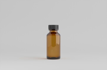 Amber Brown Medical Health Bottle Mockup 3D Illustration